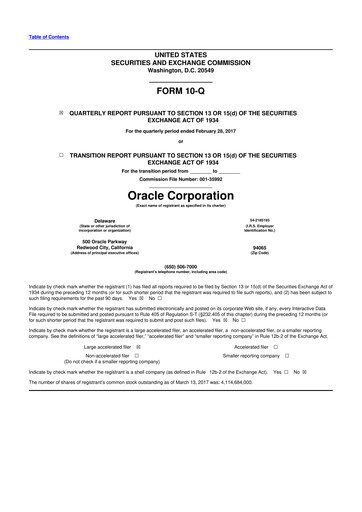 Thumbnail Oracle 10-Q Quarterly Report FY2017 
