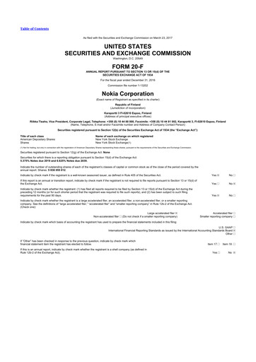 Miniature Nokia 20-F Rapport annuel 