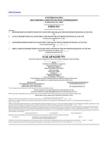 Vorschaubild Galapagos NV 20-F Jahresbericht 