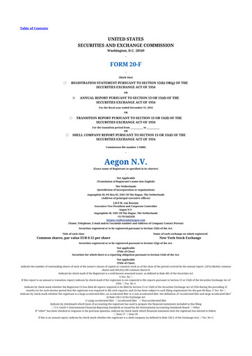 Thumbnail AEGON
 20-F Annual Report 