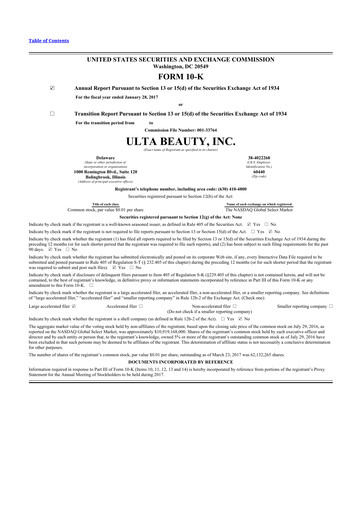 Thumbnail ULTA Beauty
 10-K Annual Report 2016