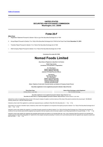 Thumbnail Nomad Foods 20-F Annual Report 