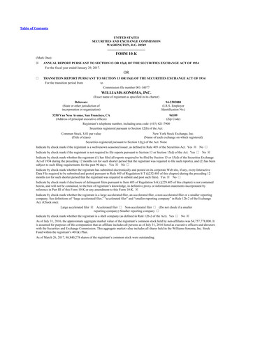 Thumbnail Williams-Sonoma 10-K Annual Report 2016