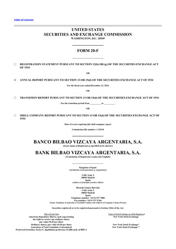 Thumbnail Banco Bilbao Vizcaya Argentaria 20-F Annual Report 