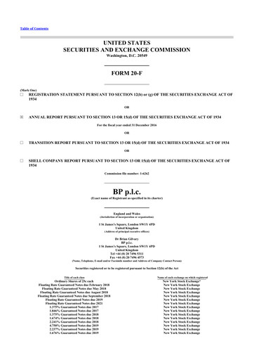 Miniature BP 20-F Rapport annuel 