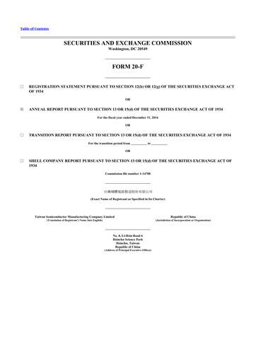 Thumbnail TSMC 20-F Annual Report 