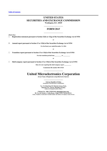 Thumbnail United Microelectronics 20-F Annual Report 