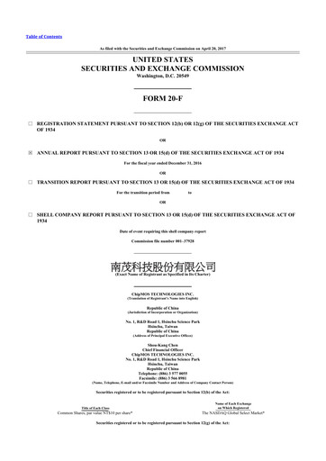 Thumbnail ChipMOS Technologies 20-F Annual Report 