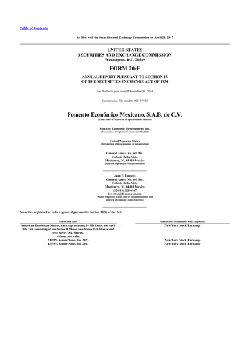 Thumbnail Fomento Económico Mexicano (FEMSA) 20-F Annual Report 
