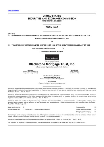 Thumbnail Blackstone Mortgage Trust
 10-Q Quarterly Report FY2017 