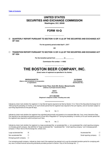 Thumbnail Boston Beer Company 10-Q Quarterly Report FY2017 