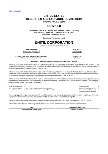 Thumbnail Unitil Corporation
 10-Q Quarterly Report FY2017 