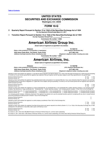 Thumbnail American Airlines 10-Q Quarterly Report FY 