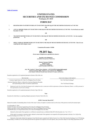 Thumbnail PLDT 20-F Annual Report 