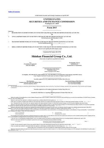 Thumbnail Shinhan Financial Group
 20-F Annual Report 