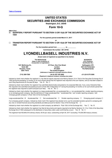 Vorschaubild LyondellBasell 10-Q Quartalsbericht 2017 