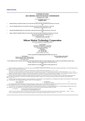 Thumbnail Silicon Motion
 20-F Annual Report 2016