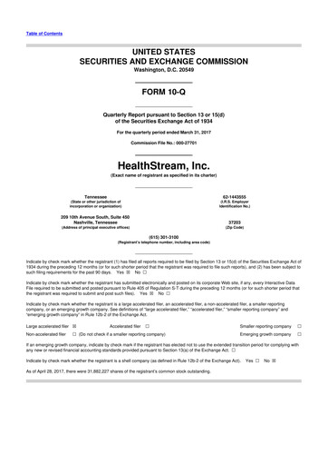 Thumbnail HealthStream 10-Q Quarterly Report FY2017 