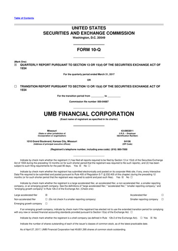 Thumbnail UMB Financial 10-Q Quarterly Report FY2017 