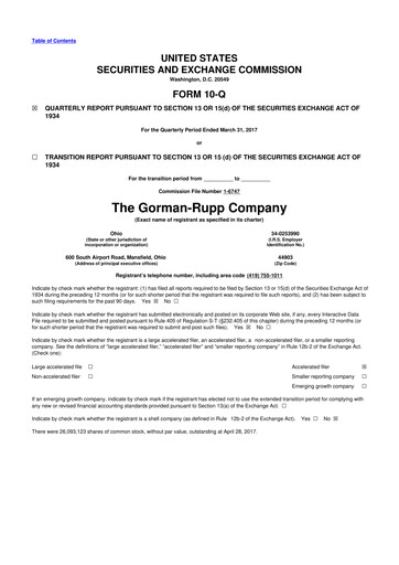 Vorschaubild Gorman-Rupp 10-Q Quartalsbericht 2017 