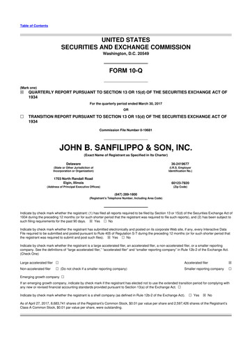 Thumbnail John B. Sanfilippo & Son 10-Q Quarterly Report FY2017 