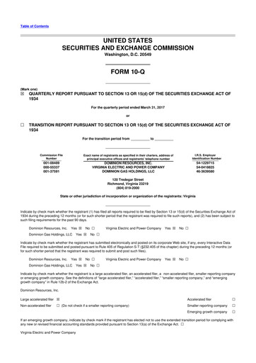 Thumbnail Dominion Energy 10-Q Quarterly Report FY 