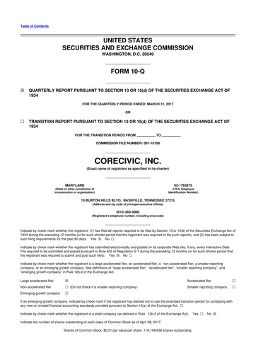 Thumbnail CoreCivic 10-Q Quarterly Report FY2017 