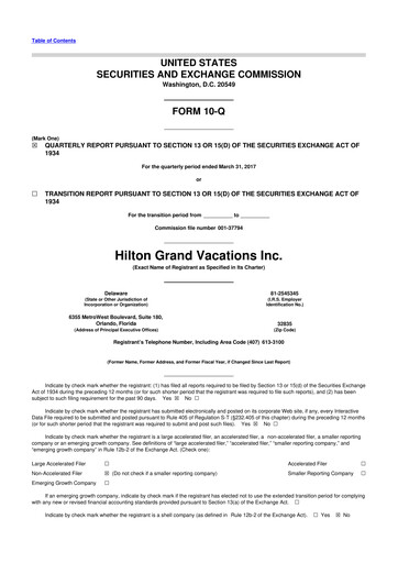 Thumbnail Hilton Grand Vacations
 10-Q Quarterly Report FY2017 