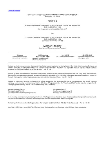 Thumbnail Morgan Stanley 10-Q Quarterly Report FY2017 