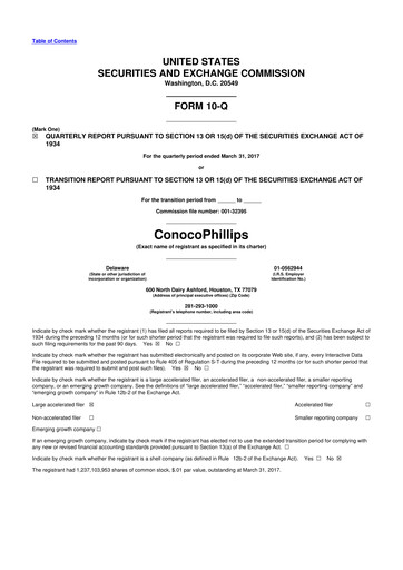 Thumbnail ConocoPhillips 10-Q Quarterly Report FY2017 