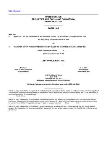 Thumbnail City Office REIT
 10-Q Quarterly Report FY2017 