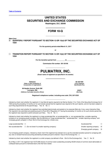 Thumbnail Pulmatrix 10-Q Quarterly Report FY2017 