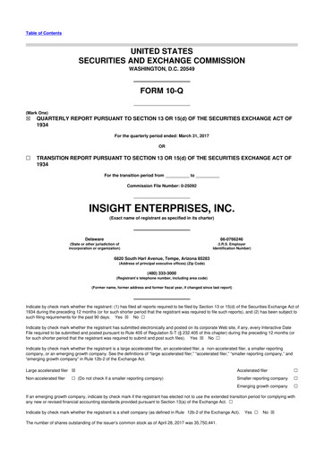 Thumbnail Insight Enterprises
 10-Q Quarterly Report FY2017 