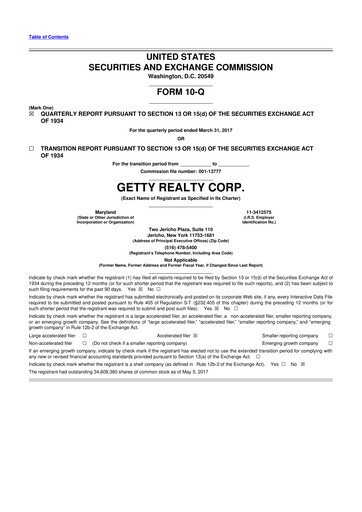 Thumbnail Getty Realty 10-Q Quarterly Report FY2017 