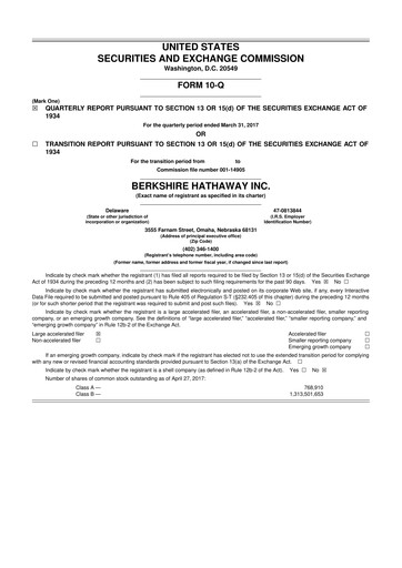 Vorschaubild Berkshire Hathaway  10-Q Quartalsbericht 2017 