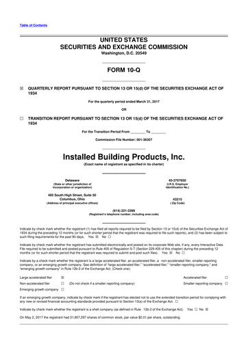 Vorschaubild Installed Building Products 10-Q Quartalsbericht 2017 