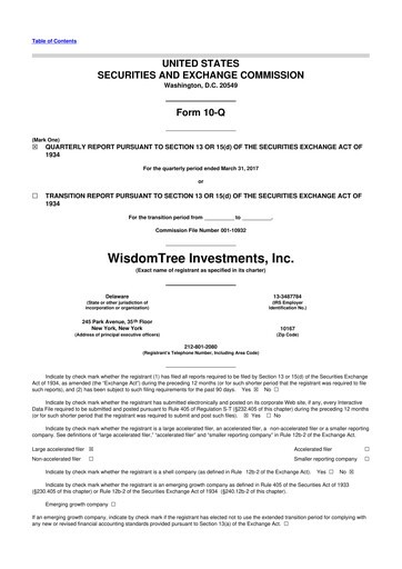 Thumbnail WisdomTree
 10-Q Quarterly Report FY2017 