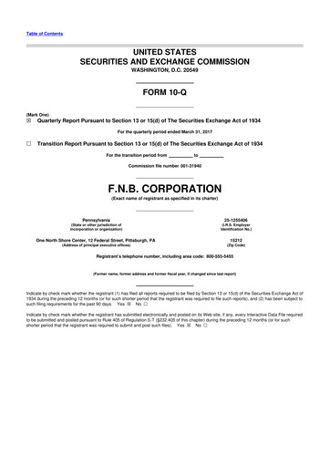 Thumbnail F.N.B. Corporation
 10-Q Quarterly Report FY2017 