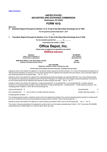 Thumbnail The ODP Corporation
 10-Q Quarterly Report FY2017 