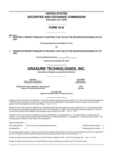 Thumbnail OraSure Technologies 10-Q Quarterly Report FY2017 