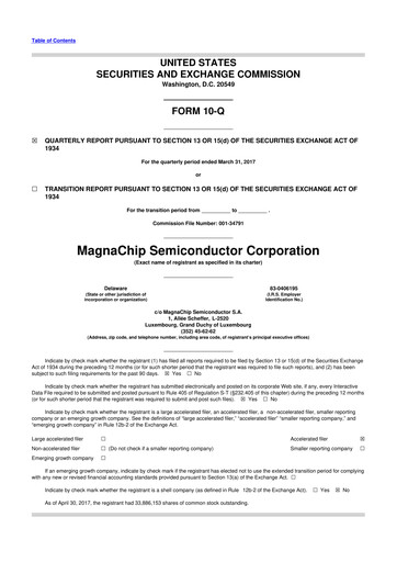 Vorschaubild Magnachip Semiconductor 10-Q Quartalsbericht 2017 
