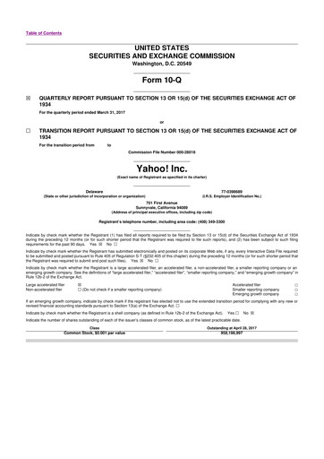 Thumbnail Yahoo Inc. 10-Q Quarterly Report FY2017 