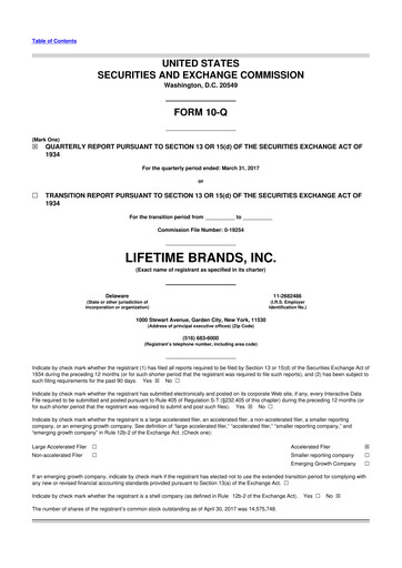 Miniature Lifetime Brands 10-Q Rapport trimestriel 2017 