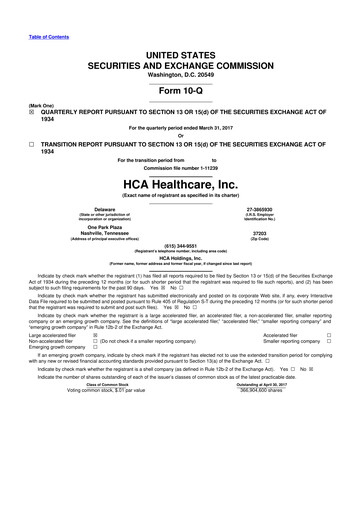 Thumbnail HCA Healthcare 10-Q Quarterly Report FY2017 