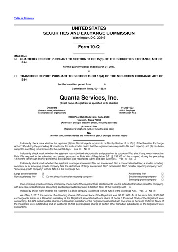 Thumbnail Quanta Services
 10-Q Quarterly Report FY2017 