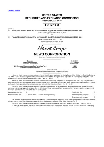 Thumbnail News Corp 10-Q Quarterly Report FY2017 