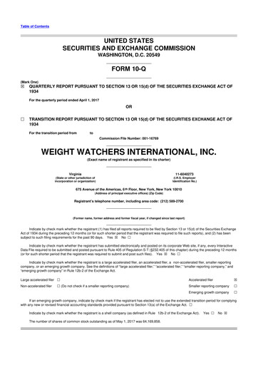 Thumbnail Weight Watchers 10-Q Quarterly Report FY2017 