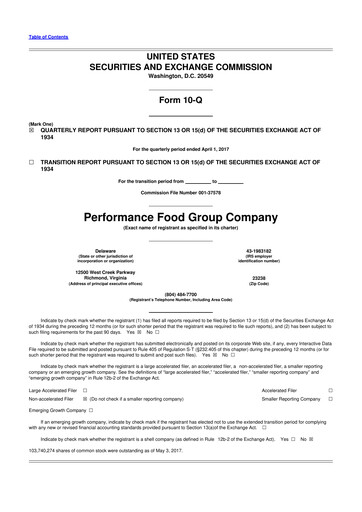 Miniature Performance Food Group 10-Q Rapport trimestriel 2017 