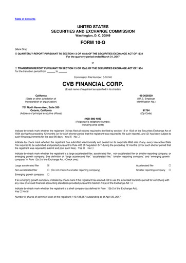 Thumbnail CVB Financial 10-Q Quarterly Report FY2017 