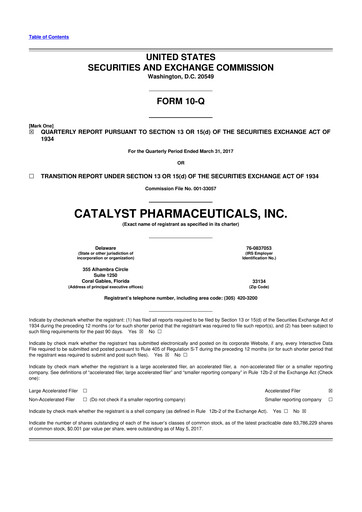 Thumbnail Catalyst Pharmaceuticals 10-Q Quarterly Report FY2017 